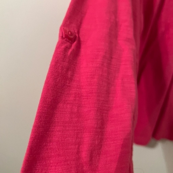 L.L. Bean Hot Pink Long Sleeve V-Neck Top with buttons size Large - Picture 5 of 9
